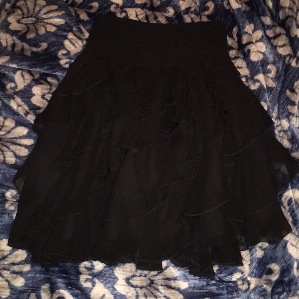 Black layered skirt // Knee-Length